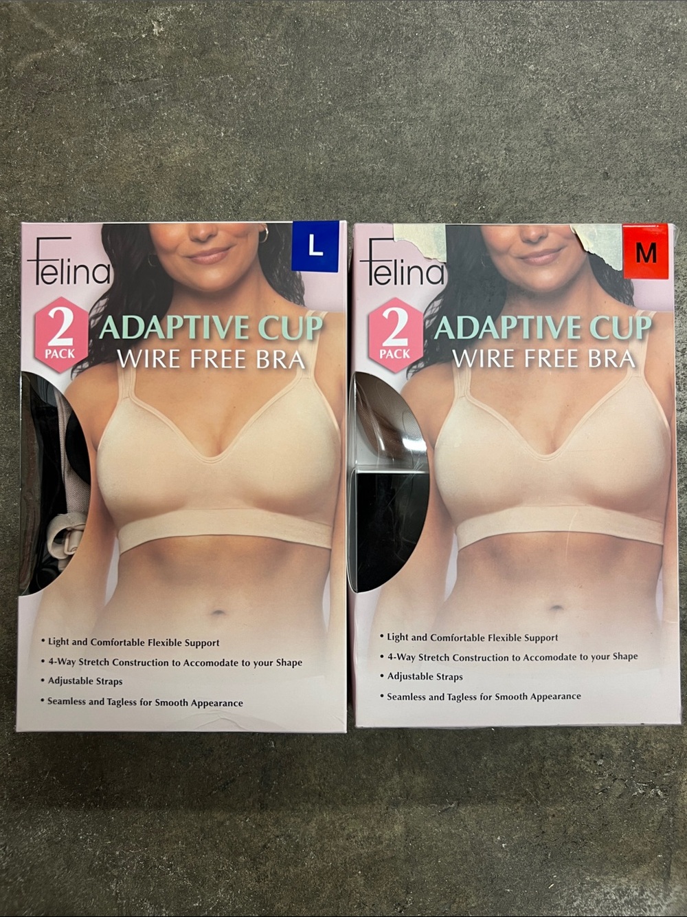 Felina Adaptive Cup Wire Free Bra 2-Pack - Nude & Black